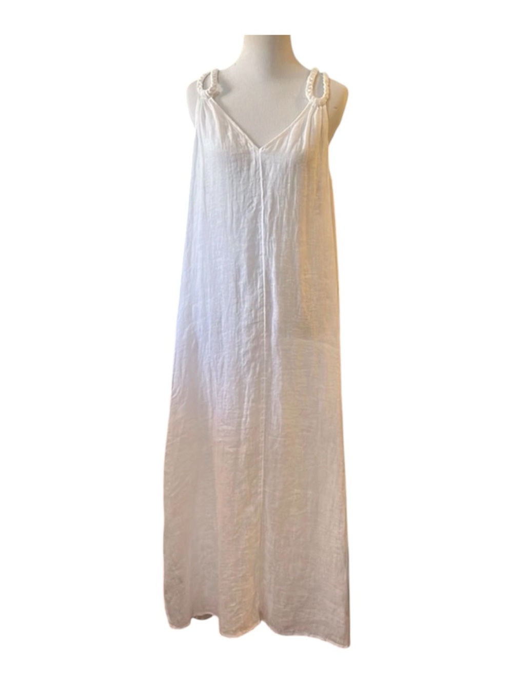 RACHEL ZOE LIGHTWEIGHT LINEN RACER BACK MAXI DRESS WHITE SIZE XL NWT